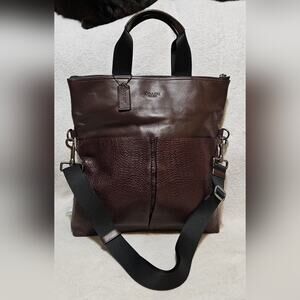 Coach Charles Foldover Whipstitch Tote Buffalo Ebossed